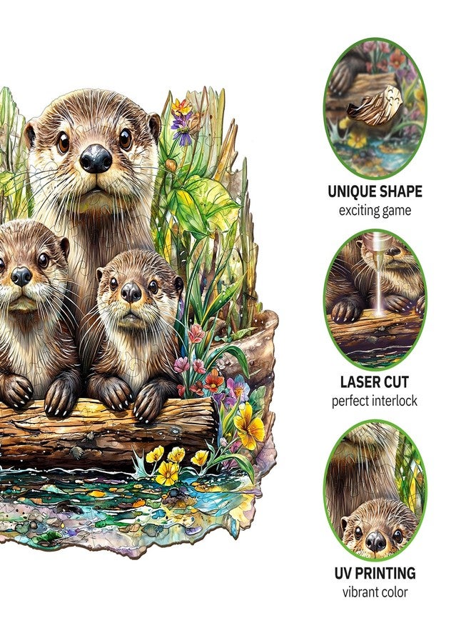 Jigfoxy Wooden Puzzles for Adults, Otter Wood Puzzle for Adults, Unique Animal-Shaped Wooden Jigsaw Puzzle, Christmas Thanksgiving Gifts for Puzzle Lovers, Family and Friends (M-11.4 * 10.9in-200pcs) - Image 4